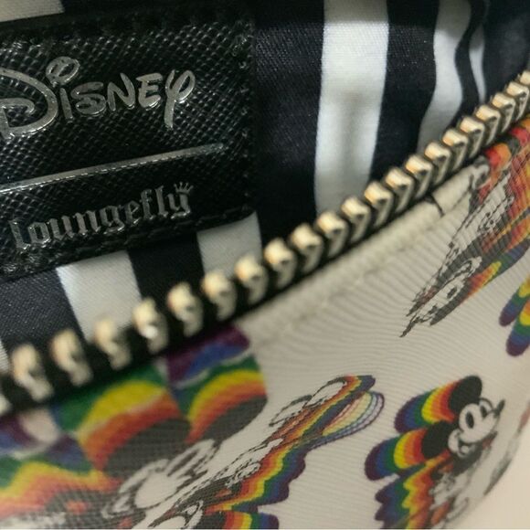 Loungefly Disney Mickey with rainbow dropshadow print faux textured Hip Pack - Picture 7 of 14